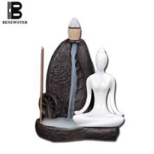 Cone Backflow Incense Censer Creative Ceramic Porcelain Yoga Figurines Sit on Mountain Base Aroma Stick Incense Burner Holder 2024 - buy cheap