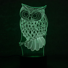 Owl 3d 7 Color Discoloration Led Small Night Light Smart Home Usb Power Supply Atmosphere Lamp Child Toy 3d Light Fixtures 2024 - buy cheap