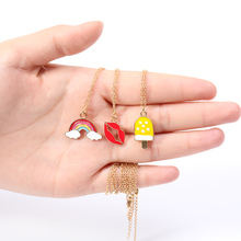 Cartoon Enamel Ice Cream Popsicle Necklace Enamel Colorful Rainbow Bridge Cloud Necklace Red Color Lip kiss mouth Chain jewelry 2024 - buy cheap