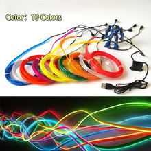 Cheap! New 2.3mm-skirt 2Meter 10Colors Select EL Wire Flexible Novelty Lighting LED Neon Light Input voltage DC-5V USB Drive 2024 - buy cheap