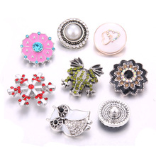 10pcs/lot High Quality Snap Button Jewelry Frog owl crystal rhinestone 18MM metal buttons for Snaps Bracelet DIY jewelry 2024 - compre barato