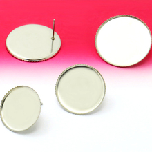 20pcs Stainless Steel 18/20/25mm Stud Earring Blank Round Teeth Setting Tray for Cameo Cabochons  Jewelry Fittings 2024 - buy cheap