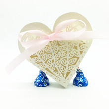 High Quality Design 10pcs Heart  Lase Cut Wedding Candy Boxs Sweets Gift Favour Boxes For Kids With Ribbon Table Decorations 6Z 2024 - buy cheap