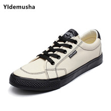 YIdemusha New 2018 Men Shoes Spring and Autumn Lace-up Style Breathable Fashion Trend Youth Canvas Students Men Vulcanize Shoes 2024 - buy cheap