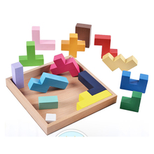 New high quality wooden three-dimensional jigsaw puzzle jigsaw puzzle tetris Montessori educational learning toys for Children 2024 - buy cheap