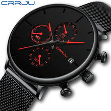 CRRJU Mens Watches Luxury Sport Wrist Watch Unique Design Stainless Steel Auto Date Mesh Strap Men Fashion Casual Quartz Watches 2024 - buy cheap