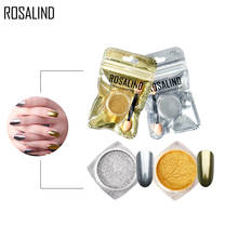 Зеркальный хромированный порошок Rosalind для дизайна ногтей, серебристый порошок для ногтей с губкой, блестящий макияж, зеркальный лак для ногтей, порошок 2024 - купить недорого