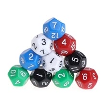 10pcs Multicolor Game Accessorie 12 Sided Acrylic Number Dice Drinking Dide 2024 - buy cheap