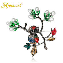 Ajojewel Simulated Pearl Branch & Rhinestone Owl Jewelry Vintage Animal Brooches For Women Drop Shipping 2024 - buy cheap