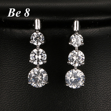 Be8 Brand Round Shape Bunch AAA+ Cubic Zirconia Drop Earrings White Gold Simple Crystal Earrings For Women Party Show Gift E-256 2024 - buy cheap