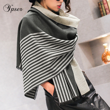 Ypser Women Winter Poncho Capes Knitted Striped Scarf Cloak Thick Cashmere Scarves Wraps Shawls Taeesl Blanket for Ladies 2024 - buy cheap