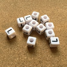 Wholesale 1100pcs 8*8MM Cube Square Acrylic Letter Beads DIY Jewelry Findings Plastic English Character L Printing Alphabet Bead 2024 - buy cheap