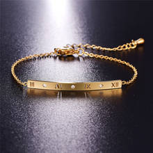 Martick Trendy Roman Numerals Bracelet With Shining CZ Gold-color Famous Brand Jewelry Fashion Bracelet For Women B215 2024 - buy cheap
