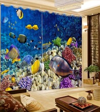 3d curtains curtains for living room 3d The underwater world of coral fish yellow fish Photo Customize size 2024 - buy cheap