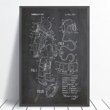 Astronauta en el espacio de patente cartel impresión espacio ultraterrestre plano arte cuadro sobre lienzo para pared de la habitación del hogar Decoración 2024 - compra barato