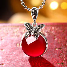 21*18mm women jewelry Natural semi-precious stones Red corundum butterfly 925 Sterling Silver pendant with chain lovers gift 2024 - buy cheap