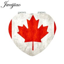 JWEIJIAO Canada Maple leaf Heart Makeup Mirrors Folding Mini Pocket Mirror PU Leather 1X/2X Magnifying Portable Hand Mirror 2024 - buy cheap