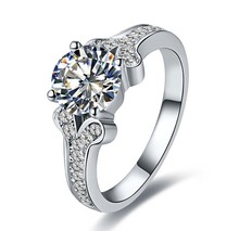 Anel de noivado moissanite certificada 1ct, anel de moissanite branca 18k, promessa diamante adorável 2024 - compre barato