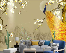 Beibehang-papel pintado a mano de magnolia, decoración grande personalizada para el hogar, estilo chino, tinta de pájaro, paisaje, TV, Fondo de pared 2024 - compra barato