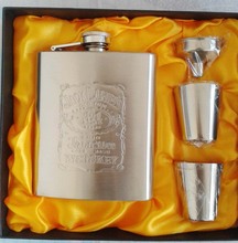 Frascos de acero inoxidable para regalo, frascos con embudo adicional, gafas de tiro y caja de regalo (00251) 2024 - compra barato