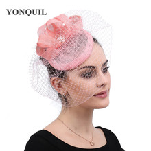 Pink Sinamay Hair Veils Hats Party Women Ladies Fascinators Hair Clips Wedding Headwear Elegant Bridal Mesh Headdress SYF510 2024 - buy cheap