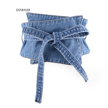 2019 Brand Denim Fabric Women Sim Corset Belts Bandage Bowler Wide Waist Belts Vintage Washed Jean Ladies Dress Belt Cummerbund 2024 - buy cheap