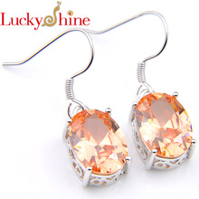 Luckyshine Royal Style Jewelry Earrings Champagne Zircon Gems Silver Women Girl Dangle Earrings Russia Weddings Earrings 2024 - buy cheap