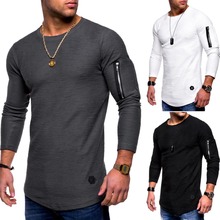 T Shirt Men 2021 New Fashion Brand Men T Shirt O Neck Long Sleeve Zipper T-Shirt Male Streetwear Hipster Hip Hop Tshirt XXXL 2024 - buy cheap