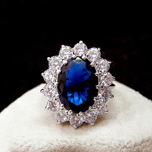 Fashion White Gold Color Princess Kate Blue Cubic zircon Crystal Diana's Ring Wedding Engagement Luxury Women Jewelry 2024 - buy cheap
