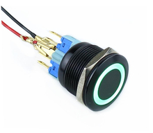 O diafragma preto do anel do interruptor de botão do metal da alumina de 19mm conduziu a travamento da auto-restauração momentâneo 1no 1nc vermelho azul verde branco amarelo