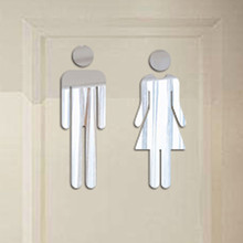 Adesivo de espelho para banheiro feminino e masculino, 3d, engraçado, wc, porta entrada, banheiro, diy, decoração de parede, espelho adesivo 2024 - compre barato