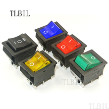 Large KCD2 KCD4-202 Red Yellow Blue Green LIGHT 6-Pin 2-Files 16A/250V Rocker Switch Seesaw Power Switch (5Pcs/Lot) 2024 - buy cheap