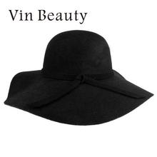 Женская винтажная фетровая шляпа-котелок с широкими полями 2024 - купить недорого