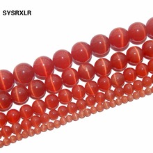 Free Shipping Natural Stone Orange Opal Natural Cat Eye Beads Round Beads For Jewelry Making DIY Bracelet 4/6/8/10/12 MM Strand 2024 - buy cheap