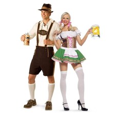 Disfraz de Oktoberfest alemán para hombre y mujer, traje de dama francesa envuelto en el pecho, disfraz de Halloween de otoño, talla M-XL 2024 - compra barato