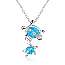 Ожерелье Marcatsa с голубым опалом и черепашками, модное ожерелье с животным, черепаха, морская звезда, свадебные украшения, заполненные подвески, ожерелья для женщин, подарок 2024 - купить недорого