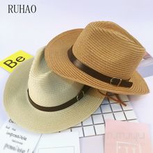 RUHAO Parent-child beach hats Men Panama Straw Hat Summer Beach Western Cowgirl Hat sun hats men visors Cap 2024 - buy cheap