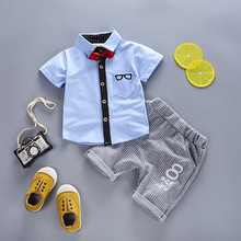 BibiCola new boys clothing sets summer t-shirt + short pants boys wedding clothes kids gentleman leisure handsome suit 2024 - buy cheap