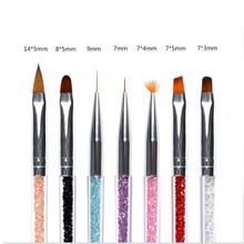 7pcs/Set  UV Gel Brush Liner Painting Pen with crystal Drawing Brush for Nails Gradient Rhinestone Handle Nail Art Tool 2024 - buy cheap