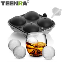 TEENRA 2.5 Inch Ice Ball Mold Silicone Ice Cube Mold Large Size Whiskey Ice Balls Silicone Mold 4 Cavity Ball Maker 2024 - buy cheap