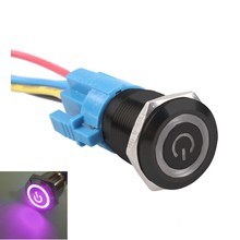 Ee suporte preto 19mm 12v 5a símbolo & angel cores led metal botão interruptor de pressão vendas 2024 - compre barato