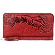 Women Long Wallets Luxury Brand Wallets Designer Purse Genuine Cow Leather Ladies Wallet With Embossing Floral Female Wallet 2024 - buy cheap