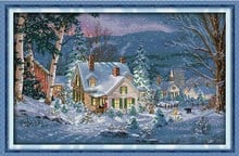 Snowy Night Christmas Garden Needlework,Cross stitch Embroidery kits,Precise Printed Patterns Cross-Stitching,DIY Handmade 2024 - buy cheap