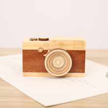 Modelos de câmera de madeira caixa de música retro criativo câmera caixa de música presente de aniversário caixa de música 2024 - compre barato