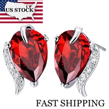 USA STOCK Uloveido Silver Color Stud Earrings for Women Earings Red Rhinestone Cubic Zirconia Brincos Wedding Earring Studs R502 2024 - buy cheap