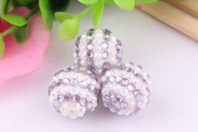 Kwoi vita 20mm 100pcs/lot light purple/white ab color Chunky Resin Rhinestone Beads Ball for Kids  Jewelry Making 2024 - buy cheap