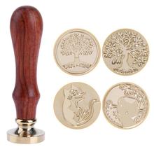 1PC Retro Sealing Wax Stamp Wood Handle Stamps for Greeting Birthday Wedding Invitation Decorative Sealing Stamps 2024 - buy cheap