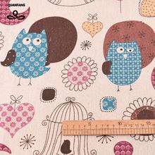 QUANFANG owl Printed Cotton Linen Fabric Patchwork Quilting Sofa Table DIY Sewing Cloth Furniture Cover Tissue Cushion Material 2024 - buy cheap