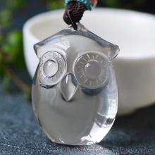 Wholesale White Natural Crystal Pendants Carved Owl Pendant Sweater Chain Necklace Lucky for Women Men Original Crystal Jewelry 2024 - buy cheap