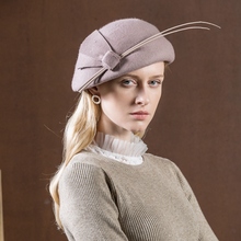 Sombrero de lana para niña y mujer, boina con cúpula, paño de lana, pintor, a la moda, A16 2024 - compra barato